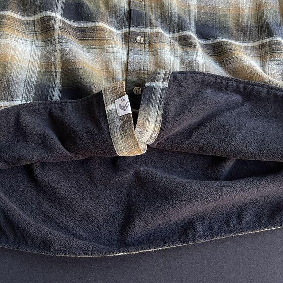 Rugged Elements Flannel Shirt Mens Extra Large XL Brown Plaid Lined Button Up - Picture 3 of 13